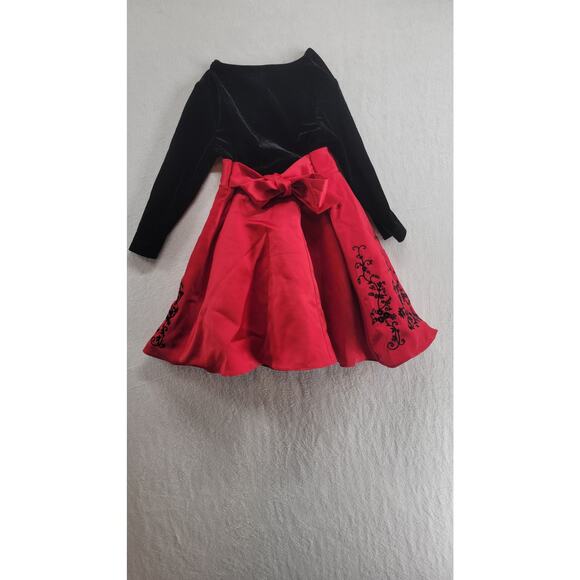 Girls Rare Editions Dress Velvet and Red SZ 3T - Picture 5 of 8